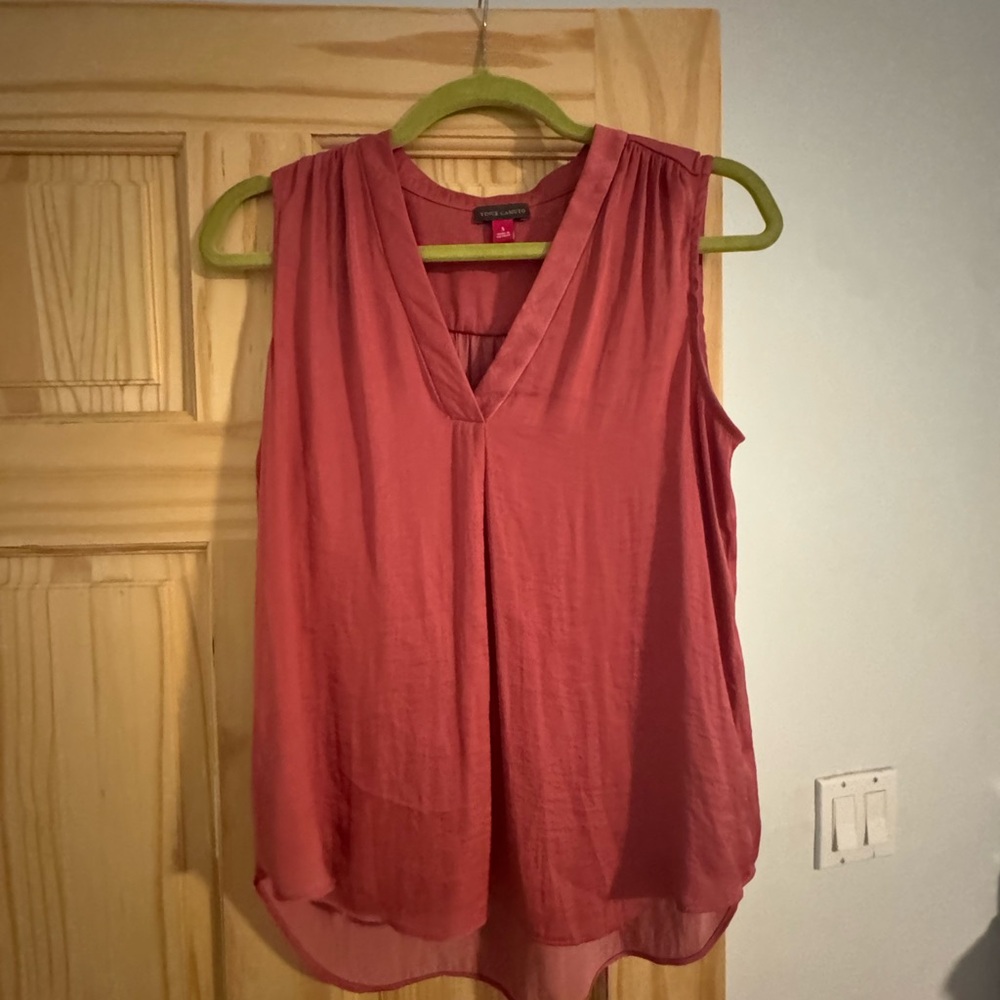 Vince Camuto Sleeveless V-Neck Blouse - Coral